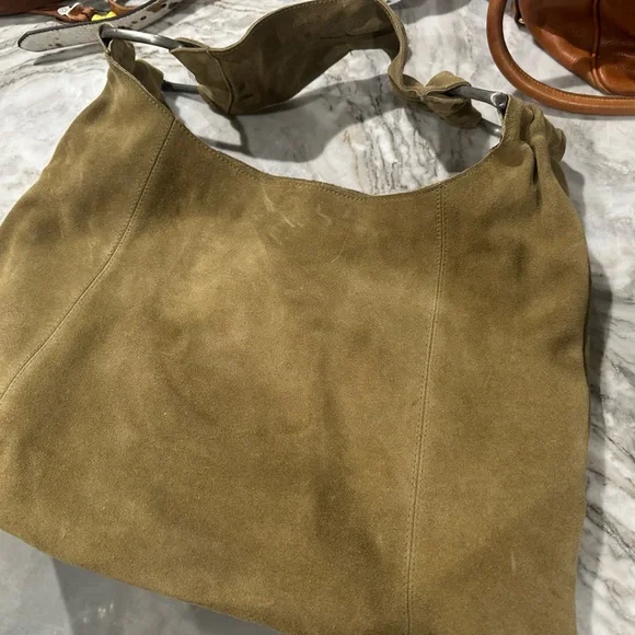 FREE PEOPLE -Olive Suede Tote Bag - Picture 2 of 4